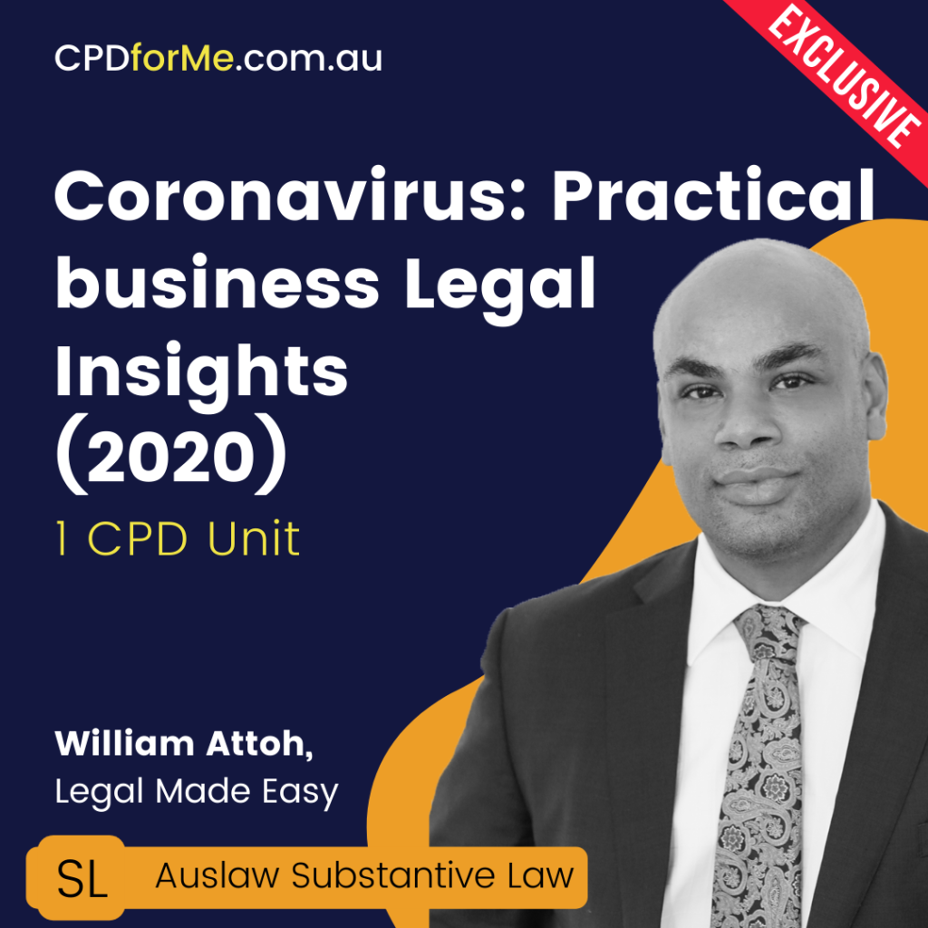 Coronavirus: Practical Business Legal Insights Online CPD