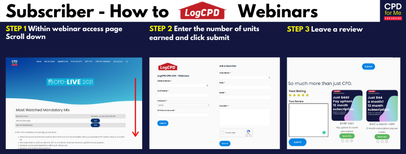 CPDforMe FAQs Subscriber - How to LogCPD (Webinars)
