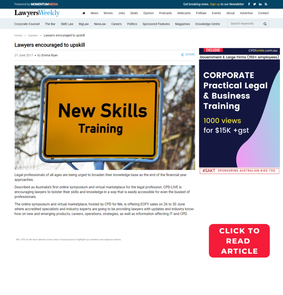 CPDforMe in lawyers weekly- Lawyers encouraged to upskill