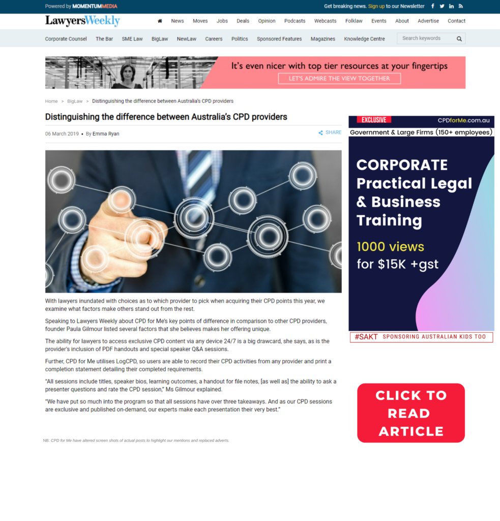 CPDforMe in lawyersweekly - Distinguishing the difference between Australia’s CPD providers