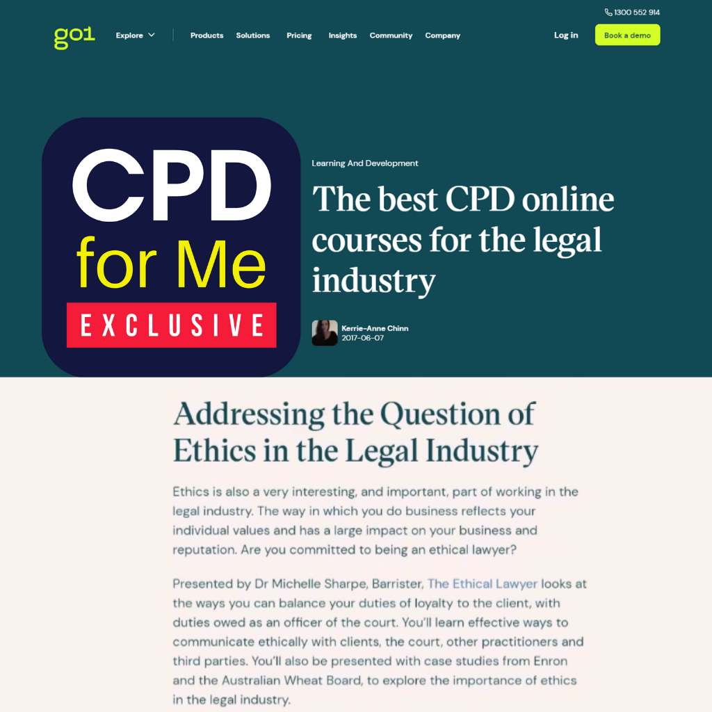 Go1 - Enhanced screen shot - the best CPD online courses for the legal industry - The Ethical Lawyer - Dr Michelle Sharpe