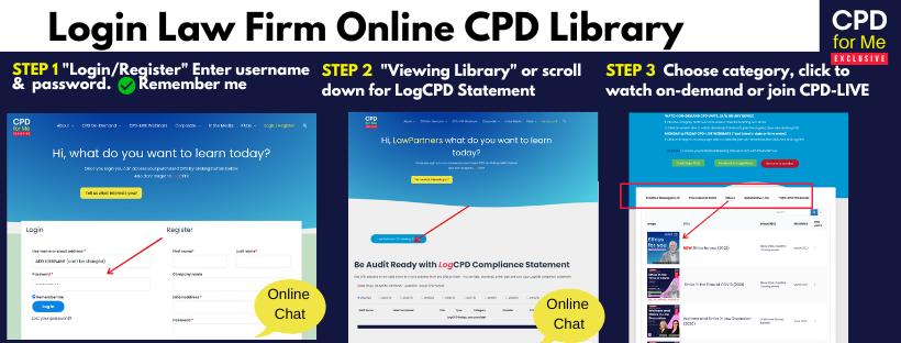 Firm Account - How to login CPD for Me law firm library
